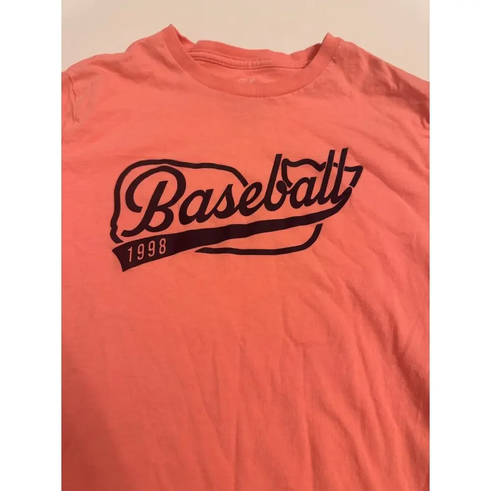 Youth L (16) Vineyard Vines Baseball 98 T-Shirt Short Sleeve Salmon 100% Cotton
